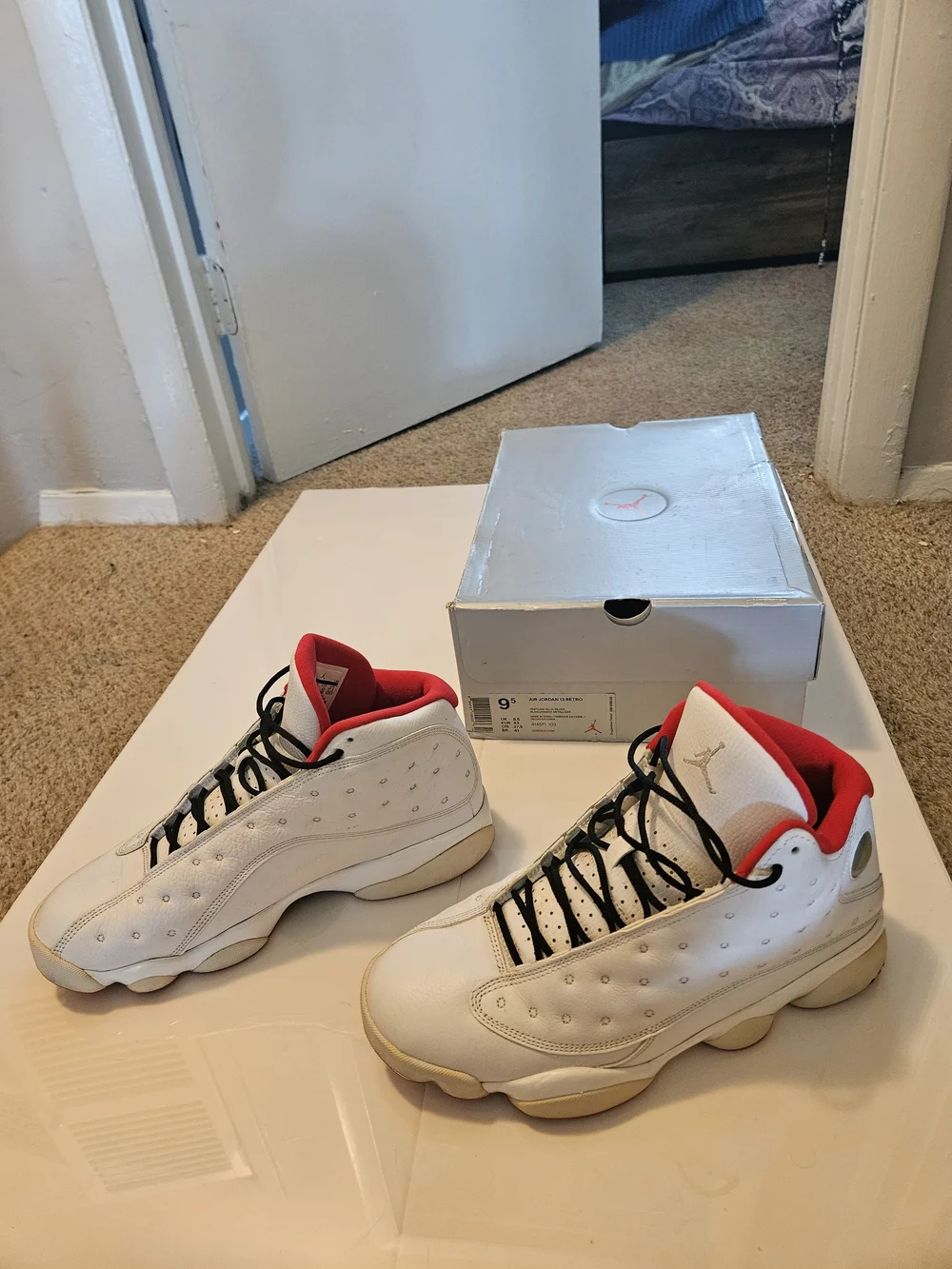 Jordan White, Red & Black Retro Basketball Sneakers